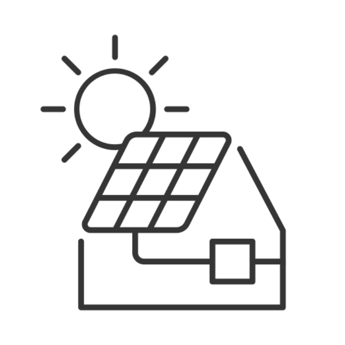 An icon of a solar inverter thats connected to a solar panel that represents the solar inverter repairs service provided by solar water wind